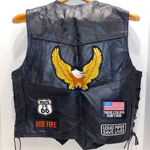 Diamond Plate Buffalo Jackets & Coats Mens Diamond Plate Buffalo Leather Biker Vest Laced